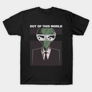 Best gift for an (out of this world) great person, funny cool Alien with suit and sunglasses graphic, UFO outer space lover cartoon, Men Women T-Shirt